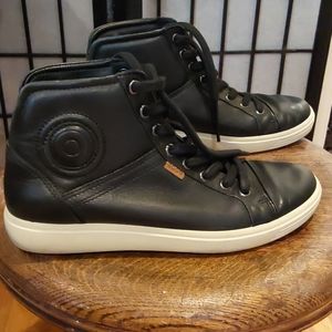 Ecco Soft 7 High Mens Black Leather Casual Shoes Sneakers Size US 7.5, EU 38